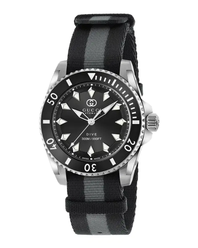 Gucci Dive 40mm Stainless Steel Nylon-Strap Watch