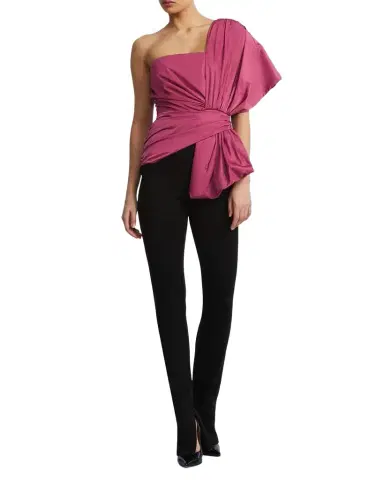 BCBGMAXAZRIA One-Shoulder Bow Jumpsuit | Thumbnail 1