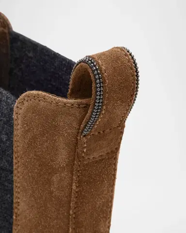 Brunello Cucinelli Suede City Block-Heel Western Booties | Thumbnail 5 Brunello Cucinelli Suede City Block-Heel Western Booties | Thumbnail 5