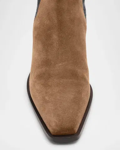 Brunello Cucinelli Suede City Block-Heel Western Booties | Thumbnail 6 Brunello Cucinelli Suede City Block-Heel Western Booties | Thumbnail 6