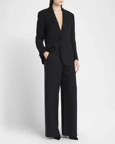 Giorgio Armani Wide-Leg Beaded Silk Tuxedo Pants | Thumbnail 2 Giorgio Armani Wide-Leg Beaded Silk Tuxedo Pants | Thumbnail 2