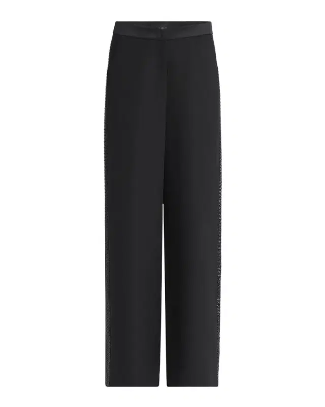 Giorgio Armani Wide-Leg Beaded Silk Tuxedo Pants