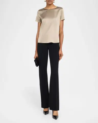 Emporio Armani Short-Sleeve Crewneck Satin Tee | Thumbnail 2 Emporio Armani Short-Sleeve Crewneck Satin Tee | Thumbnail 2