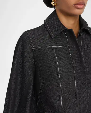 Dice Kayek Blouson-Sleeve Crop Denim Jacket | Thumbnail 5