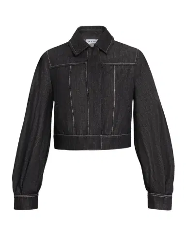 Dice Kayek Blouson-Sleeve Crop Denim Jacket | Thumbnail 1