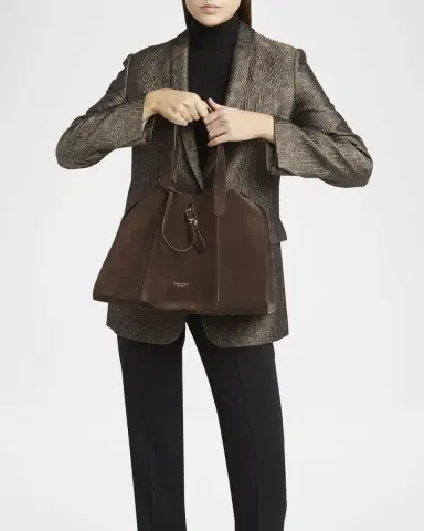 Giorgio Armani Large Soft Suede Trapezoid Tote Bag | Thumbnail 2