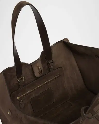 Giorgio Armani Large Soft Suede Trapezoid Tote Bag | Thumbnail 4