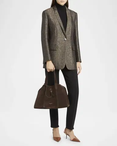 Giorgio Armani Large Soft Suede Trapezoid Tote Bag | Thumbnail 5