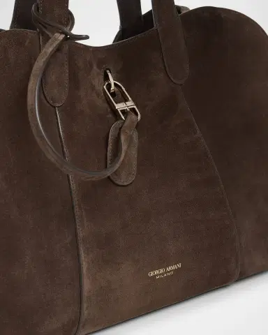 Giorgio Armani Large Soft Suede Trapezoid Tote Bag | Thumbnail 6