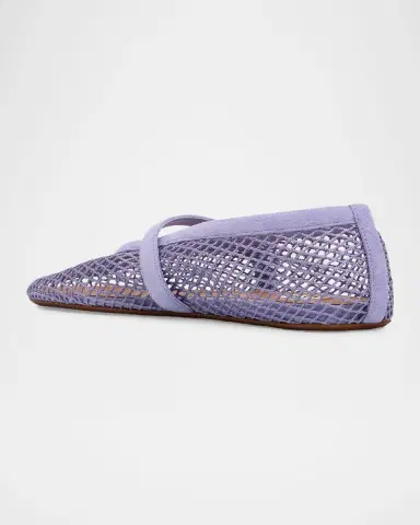Alaïa Mesh Mary Jane Suede Ballerina Flats | Thumbnail 3
