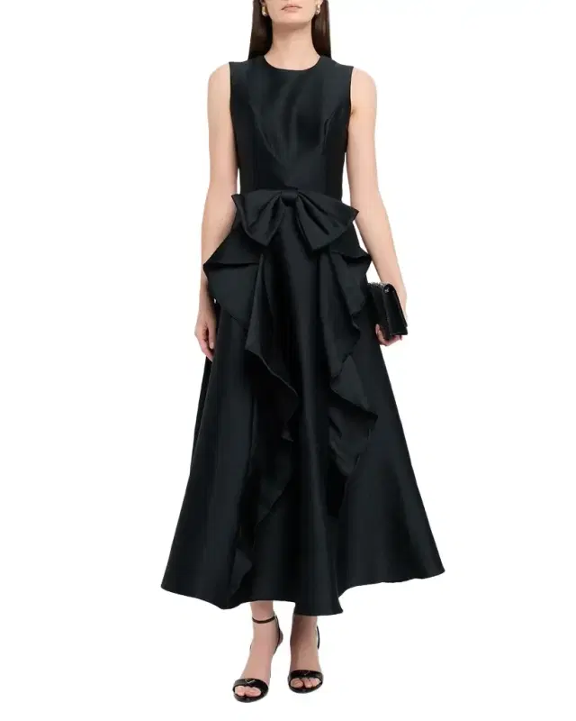 Shoshanna Leo Bow-Front Pebble Mikado Maxi Dress