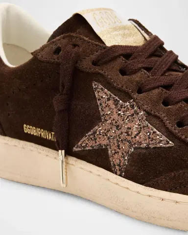 Golden Goose Ball Star Suede Glitter-Star Low-Top Sneakers | Thumbnail 5