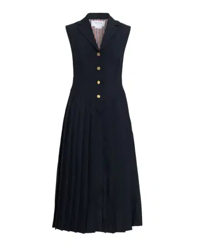 Thom Browne Pleated Button-Front Midi Dress | Thumbnail 1 Thom Browne Pleated Button-Front Midi Dress | Thumbnail 1