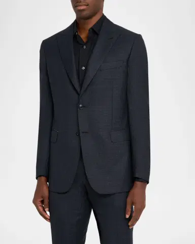 Brioni Men's Wool Micro-Plaid Two-Piece Suit | Thumbnail 4 Brioni Men's Wool Micro-Plaid Two-Piece Suit | Thumbnail 4