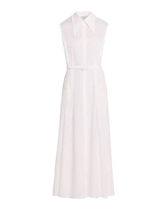 Gabriela Hearst Durand Sleeveless Belted Linen Midi Shirtdress
