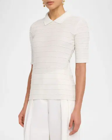 Emporio Armani Scallop-Trim Cotton Jersey Tee | Thumbnail 4