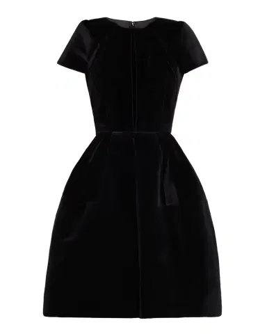 Dice Kayek Pleated Velvet Short-Sleeve Fit-&-Flare Dress | Thumbnail 1