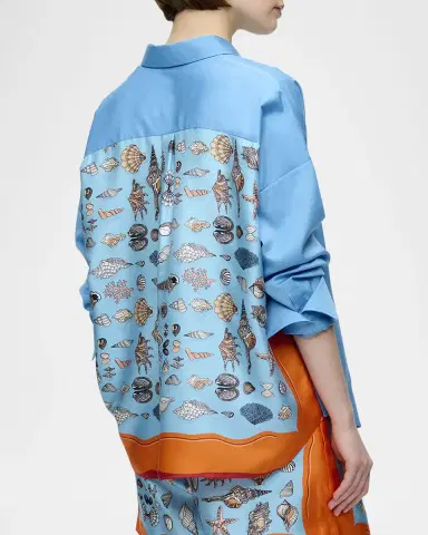 CALLAS MILANO Sirene Button-Down Silk Twill Scarf Shirt | Thumbnail 2