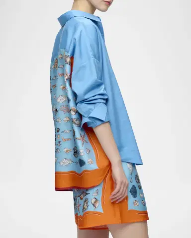 CALLAS MILANO Sirene Button-Down Silk Twill Scarf Shirt | Thumbnail 4