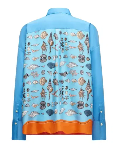 CALLAS MILANO Sirene Button-Down Silk Twill Scarf Shirt | Thumbnail 1