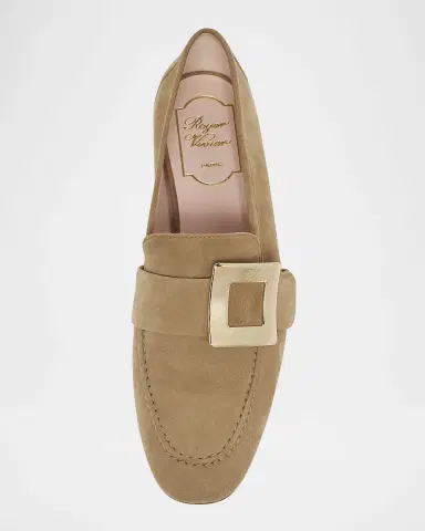 Roger Vivier Suede Metal Buckle Loafers | Thumbnail 4