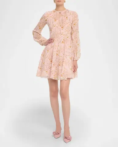 Giambattista Valli Floral Georgette Long-Sleeve Mini Dress | Thumbnail 4 Giambattista Valli Floral Georgette Long-Sleeve Mini Dress | Thumbnail 4