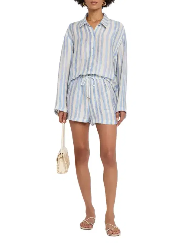 Ana Striped Wide-Leg Beach Shorts