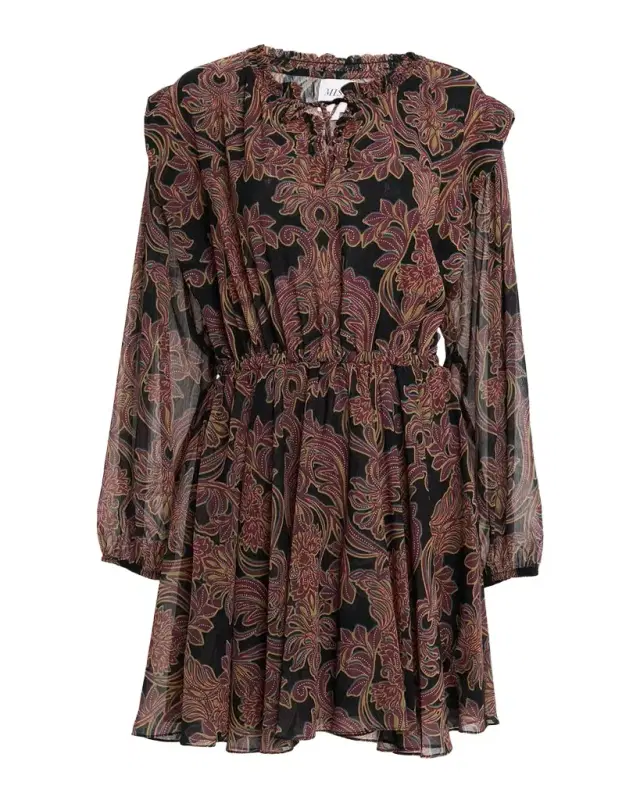 Studded Flora Lilly Long-Sleeve Mini Dress