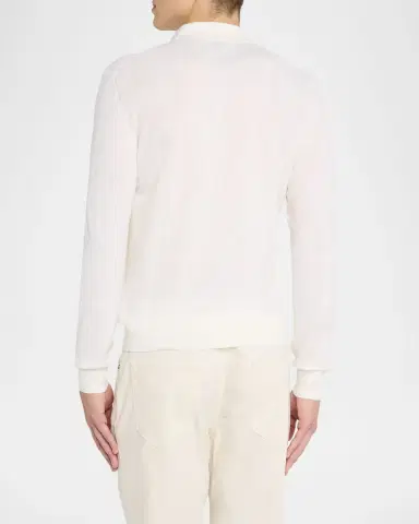 Boglioli Men's Wool Chevron-Knit Johnny Collar Polo Sweater | Thumbnail 3