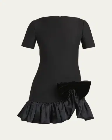 Valentino Garavani Velvet Bow Ruffle Short-Sleeve Mini Dress | Thumbnail 5 Valentino Garavani Velvet Bow Ruffle Short-Sleeve Mini Dress | Thumbnail 5