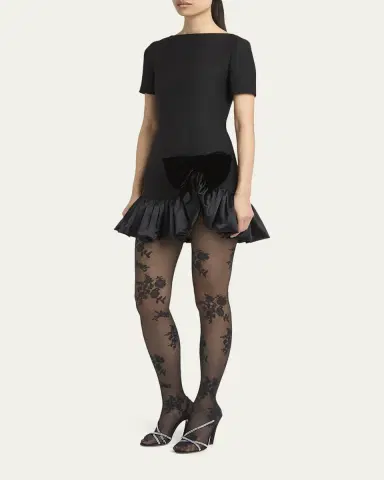 Valentino Garavani Velvet Bow Ruffle Short-Sleeve Mini Dress | Thumbnail 6 Valentino Garavani Velvet Bow Ruffle Short-Sleeve Mini Dress | Thumbnail 6