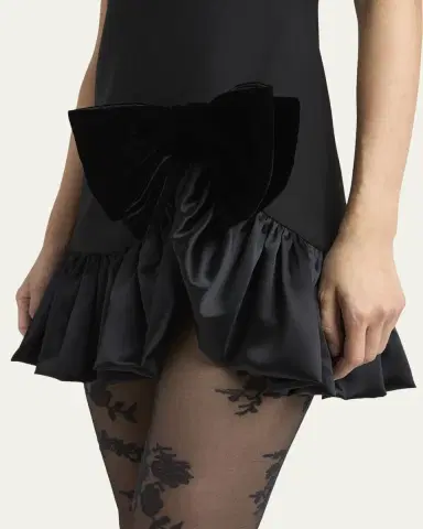 Valentino Garavani Velvet Bow Ruffle Short-Sleeve Mini Dress | Thumbnail 9 Valentino Garavani Velvet Bow Ruffle Short-Sleeve Mini Dress | Thumbnail 9