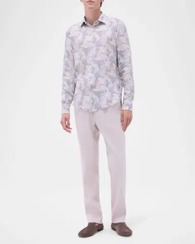 Bugatchi Men's Julien Linen Floral Sport Shirt | Thumbnail 2 Bugatchi Men's Julien Linen Floral Sport Shirt | Thumbnail 2