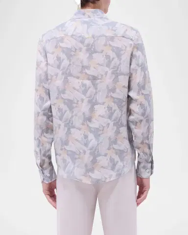 Bugatchi Men's Julien Linen Floral Sport Shirt | Thumbnail 3 Bugatchi Men's Julien Linen Floral Sport Shirt | Thumbnail 3