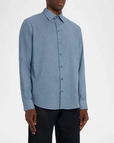Emporio Armani Men's Cotton Diagonal Wave Sport Shirt | Thumbnail 3 Emporio Armani Men's Cotton Diagonal Wave Sport Shirt | Thumbnail 3