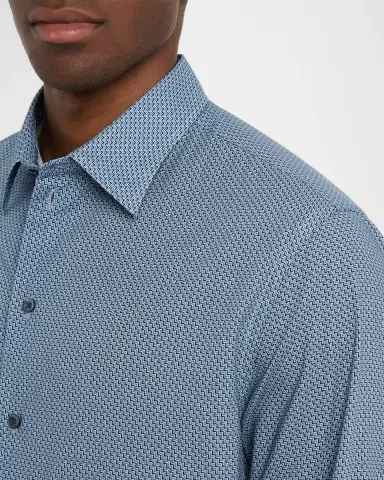 Emporio Armani Men's Cotton Diagonal Wave Sport Shirt | Thumbnail 4 Emporio Armani Men's Cotton Diagonal Wave Sport Shirt | Thumbnail 4