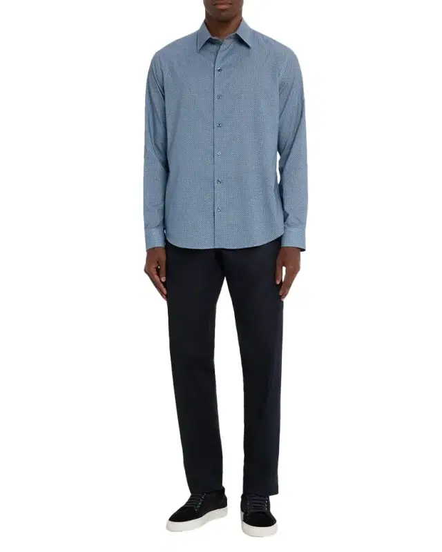Emporio Armani Men 's Cotton Diagonal Wave Sport Shirt