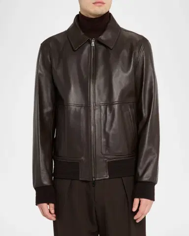 Isaia Men 's Lambskin Leather Jacket | Thumbnail 4
