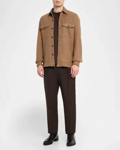 Isaia Men's Cashmere Double-Face Four-Pocket Overshirt | Thumbnail 2