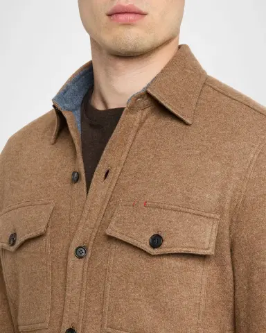 Isaia Men's Cashmere Double-Face Four-Pocket Overshirt | Thumbnail 5