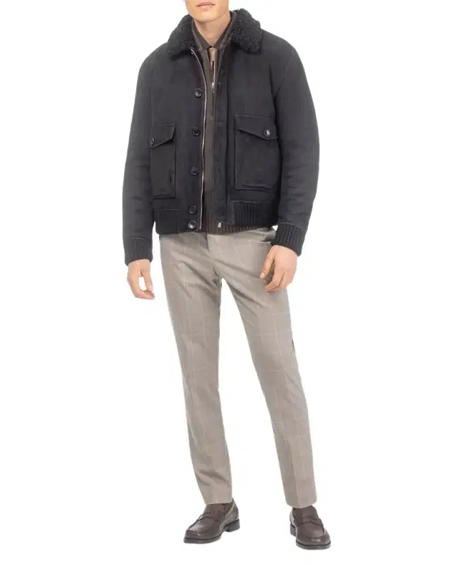 Gorski Men 's Shearling Lamb Bomber Jacket