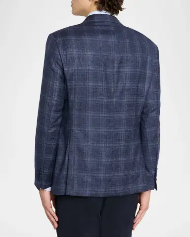 Emporio Armani Men's Wool and Viscose Tonal Plaid Sport Coat | Thumbnail 3