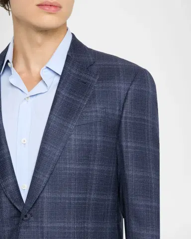 Emporio Armani Men's Wool and Viscose Tonal Plaid Sport Coat | Thumbnail 5