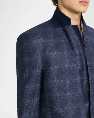 Emporio Armani Men's Wool and Viscose Tonal Plaid Sport Coat | Thumbnail 6