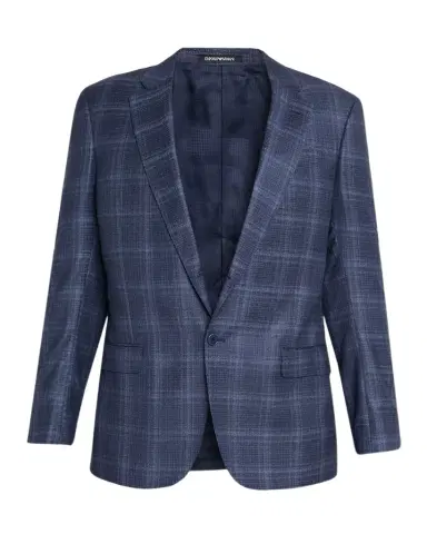 Emporio Armani Men's Wool and Viscose Tonal Plaid Sport Coat | Thumbnail 1