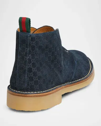 Gucci Men's Moreau GG Suede Lace-Up Ankle Boots | Thumbnail 4 Gucci Men's Moreau GG Suede Lace-Up Ankle Boots | Thumbnail 4