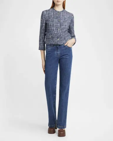 Etro Single-Breasted Tweed Crop Jacket | Thumbnail 2