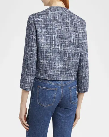 Etro Single-Breasted Tweed Crop Jacket | Thumbnail 3