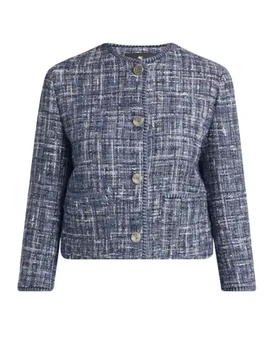 Etro Single-Breasted Tweed Crop Jacket | Thumbnail 1