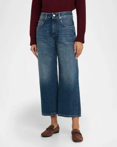 Brunello Cucinelli Authentic Denim Wide-Leg Ankle Jeans | Thumbnail 4